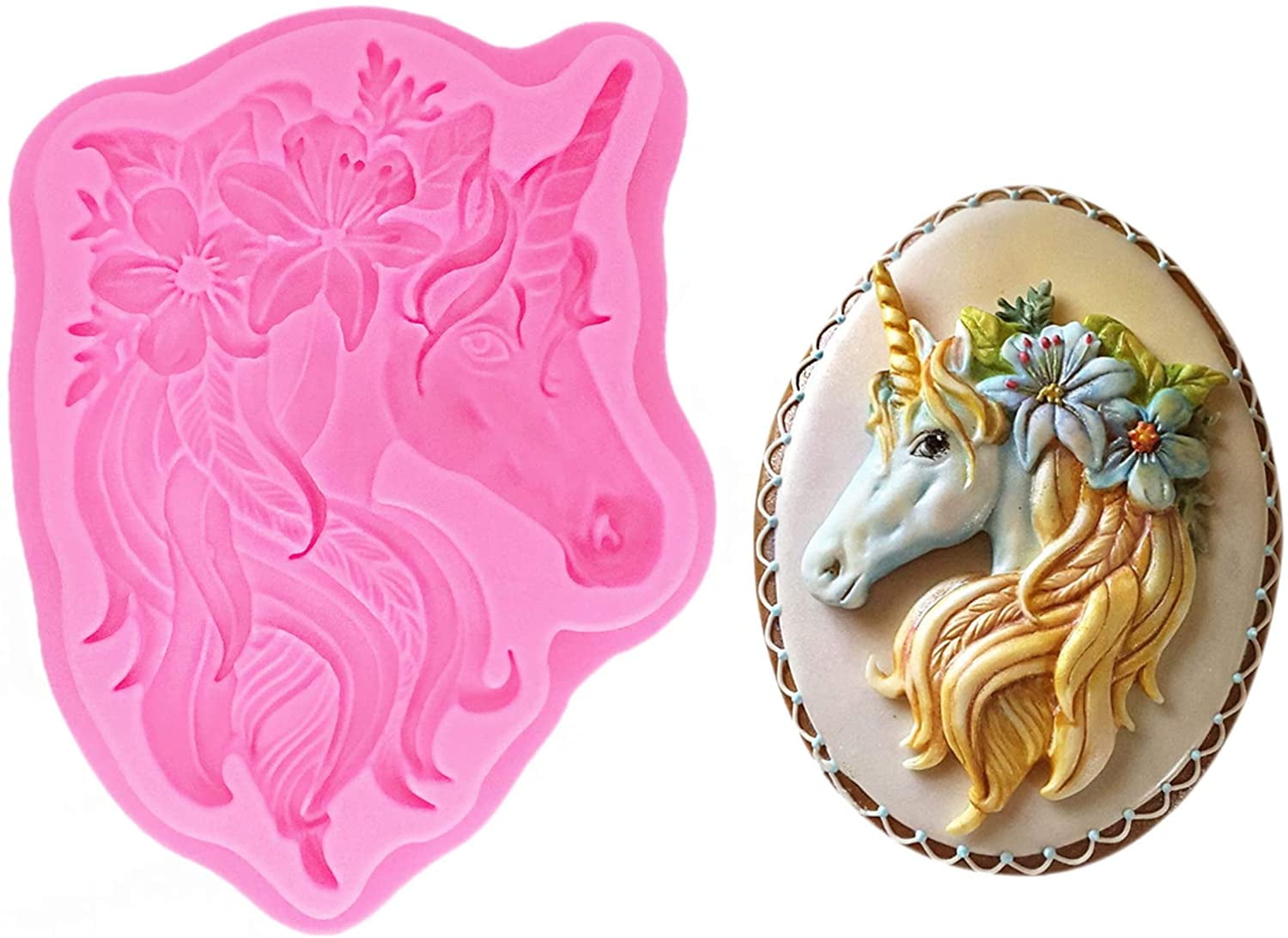 Sugar Craft Horse Unicorn Head Silicone Cake Mold Fondant Baking Desserts Tools