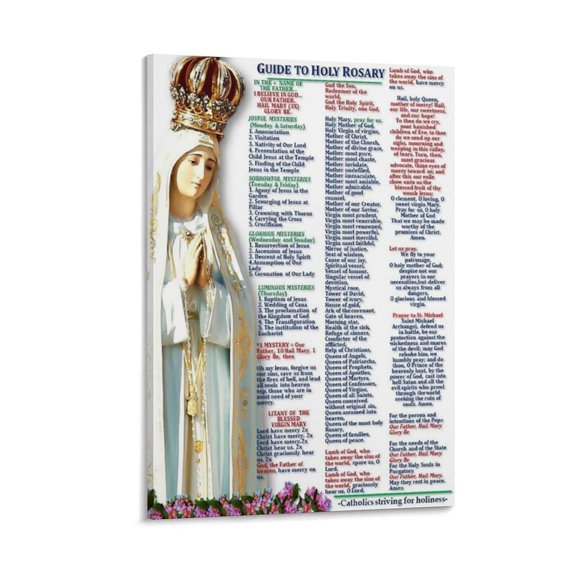Guide to Holy Rosary Poster Canvas Painting Wall Art Poster for Bedroom Living Room Decor