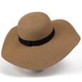 thumbnail image 4 of Cutuoiiu Women Summer Oversized Floppy Woven Straw Sun Hat Solid Color Simple Black Ribbon Band Hidden Drawstring Foldable UV Protection Hat for Beach Vacation Outdoor Travel, 4 of 9
