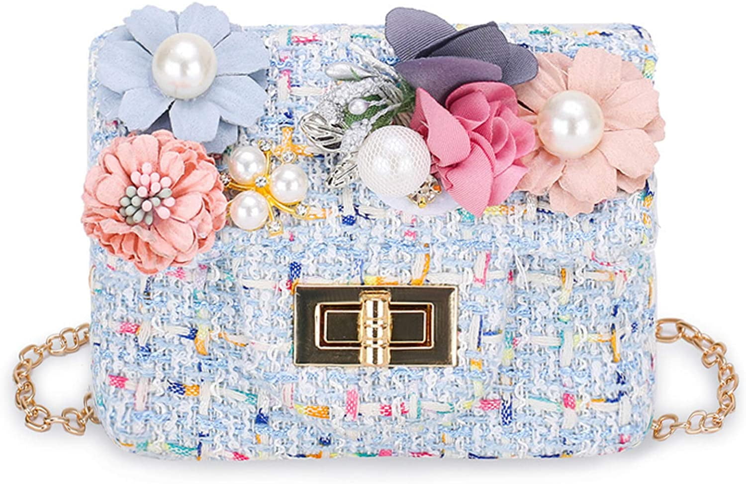 Little Girls Purse Flowers & Pearl Mini Cute Princess Handbag Shoulder