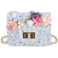 thumbnail image 1 of Little Girls Purse Flowers & Pearl Mini Cute Princess Handbag Shoulder Messenger Bag for Toys Gifts (Blue), 1 of 5