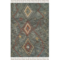 SAFAVIEH Kenya Leo Braided Abstract Fringe Area Rug, Grey/Multi, 6' x 9'