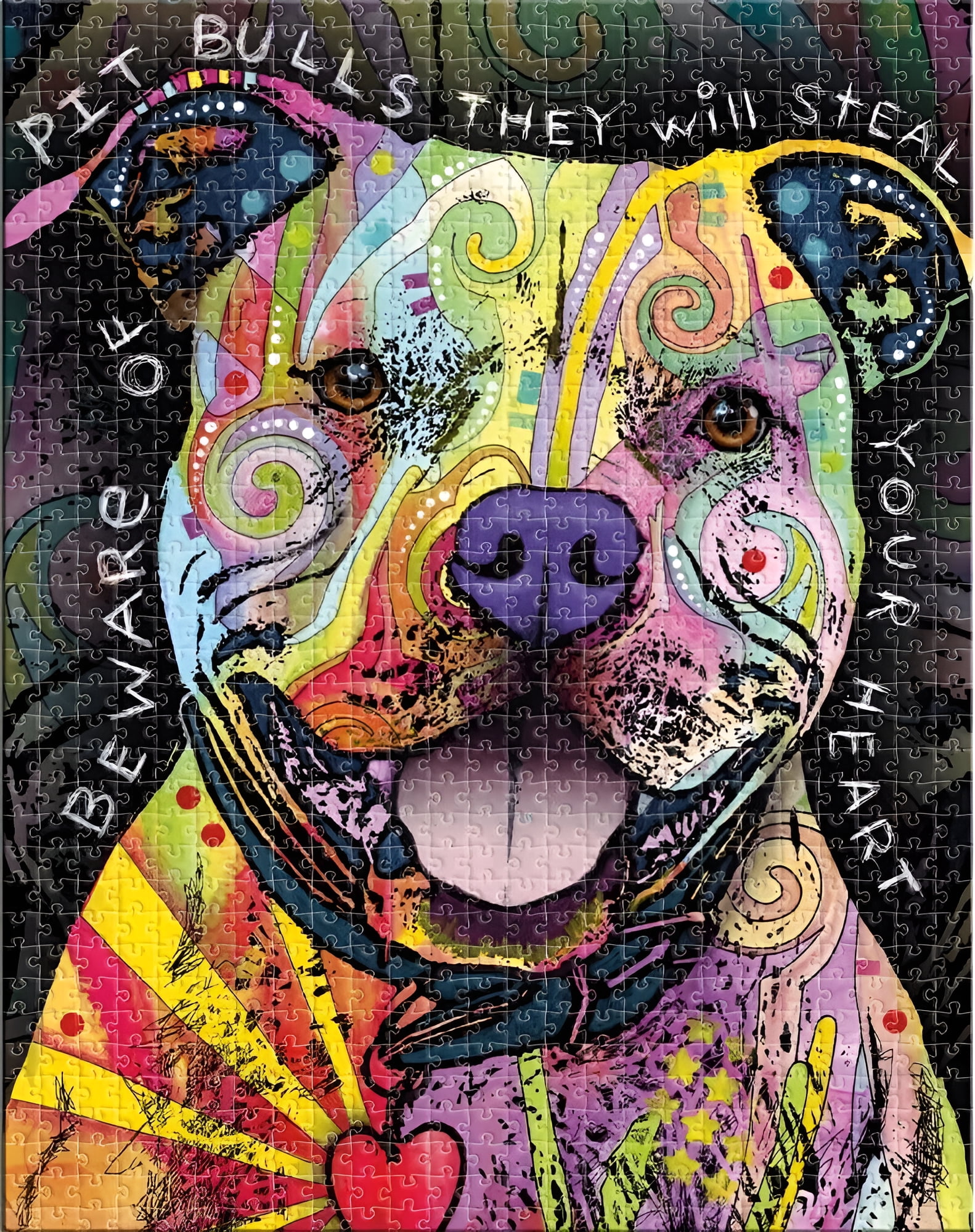 Aquarius Dean Russo Beware Pit Bull 500-Piece Jigsaw Puzzle