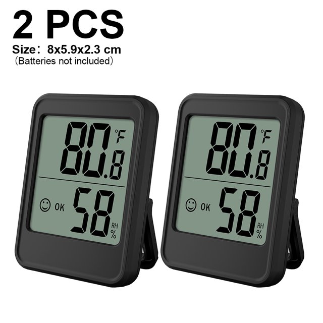 Termohigrómetro con pantalla digital electrónica para interiores para el hogar de 2 piezas: MC40 negro Xemadio XWJ-A0115-2