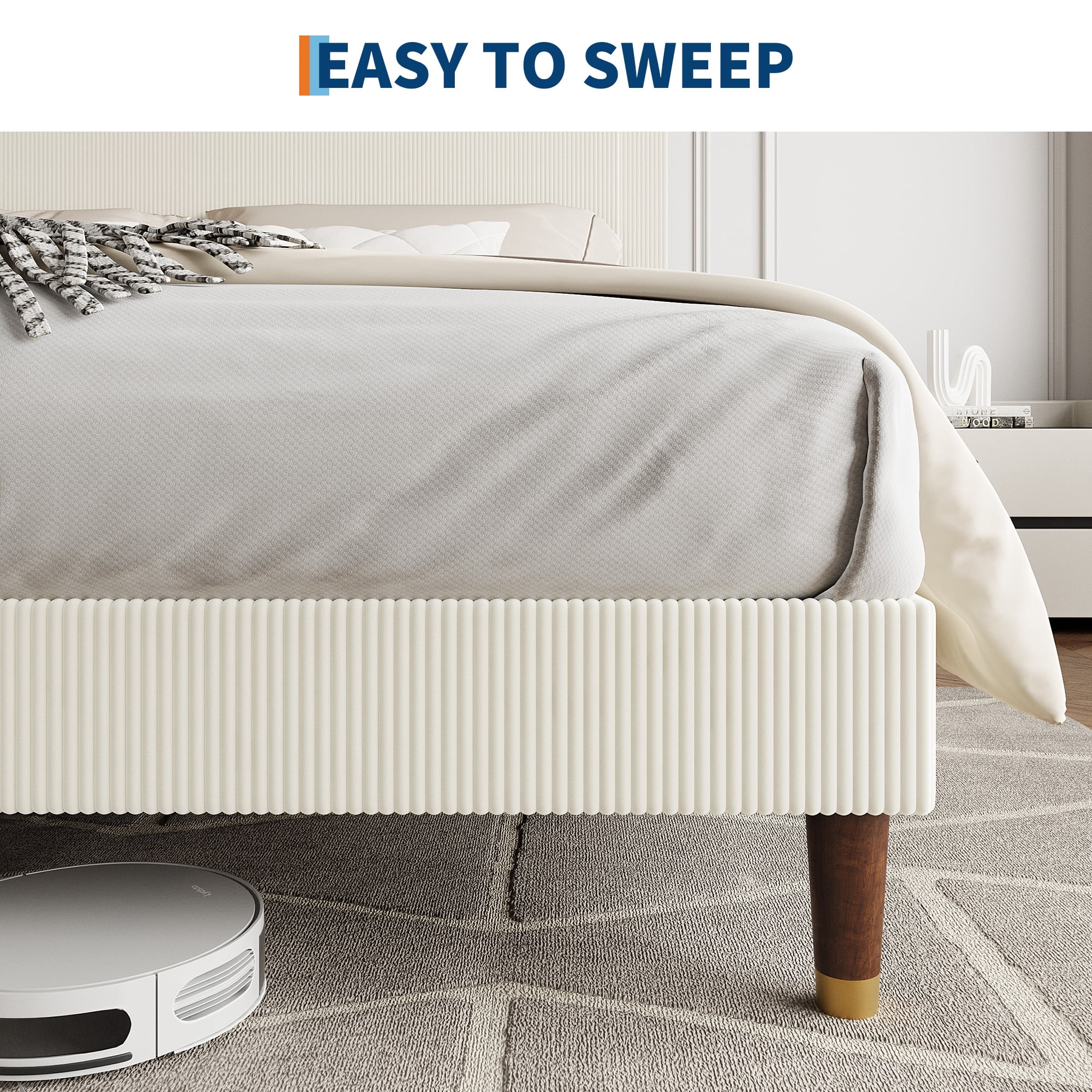 Twin/Full/Queen/King Bed Frame with Headboard, Corduroy Upholstered Platform Bed with Wooden Slats Support - No Box Spring Needed & Noise Free, Easy Assembly, for Bedroom Apartment