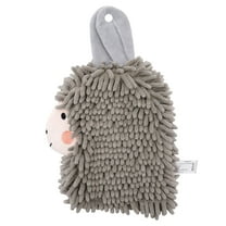 REGALWOVEN Cute Cartoon Alpaca Fuzzy Ball Hand Towel,1 Pc Soft Absorbent Chenille Decorative Bathroom Hanging Towels Grey 7" x 11"
