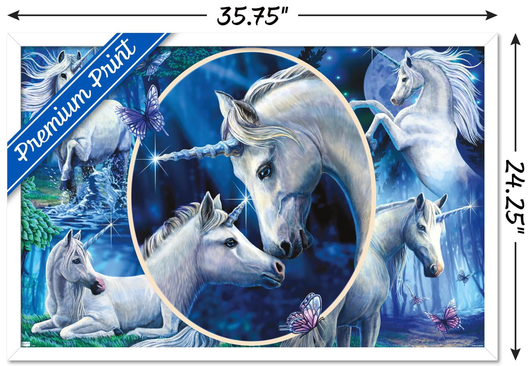 Lisa Parker - Majestic Unicorns Wall Poster, 22.375" x 34", Framed