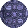 thumbnail image 1 of Ahgly Company Machine Washable Indoor Round Abstract Blue Modern Area Rugs, 4' Round, 1 of 4
