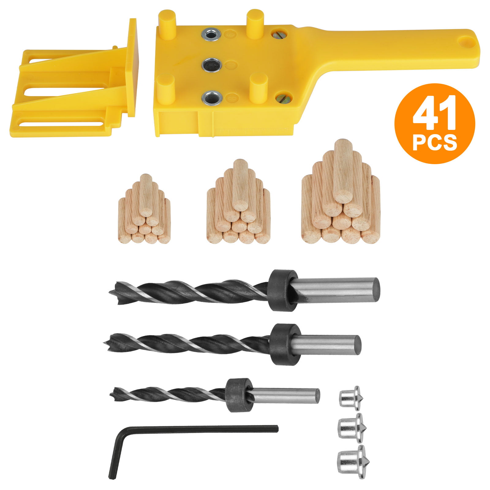 41 PCS Handheld Woodworking Guide Wood Dowel Drilling Hole Saw Doweling Jig Kits 