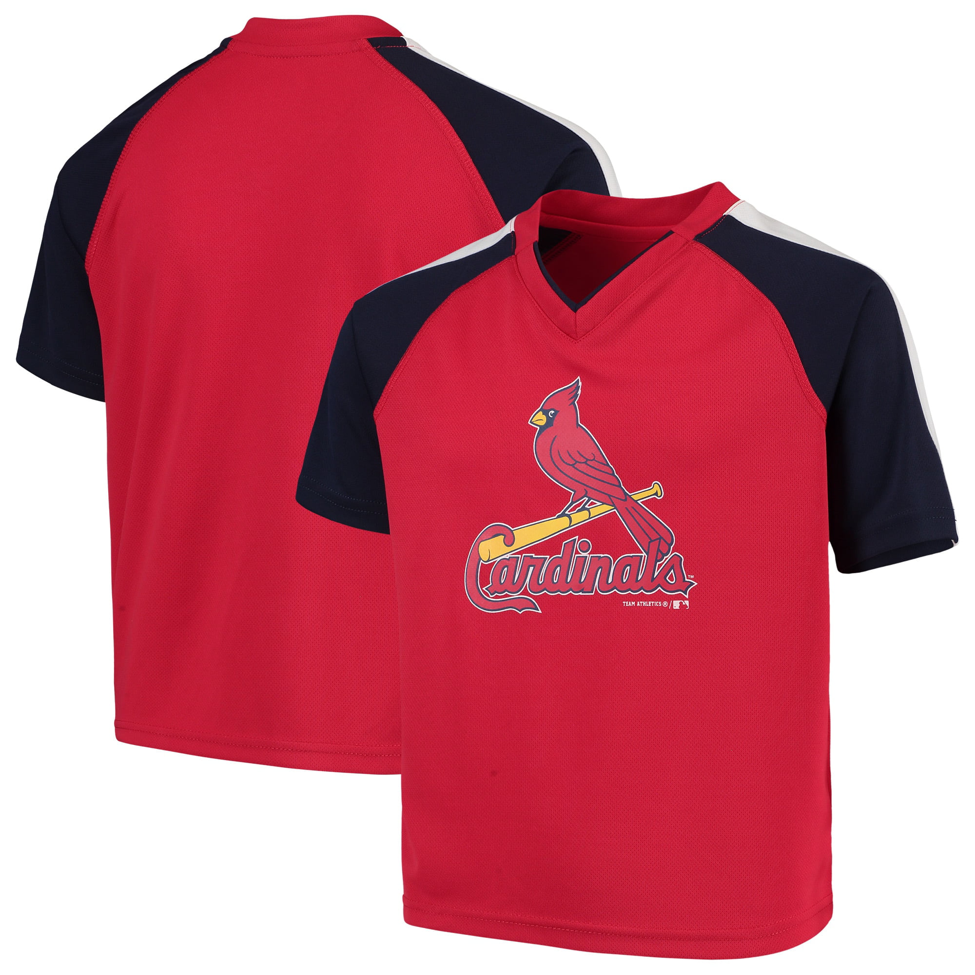 Outerstuff - Youth Red St. Louis Cardinals Poly Mesh Raglan V-Neck T-Shirt - www.speedy25.com ...
