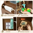 thumbnail image 4 of OLAKIDS Corner Kids Kitchen Play Set, Toddler Wooden Pretend Toy Cooking Set with Range Hood Dishwasher Trash Bin Light Sound Stove Storage Cabinet, Realistic Play Kitchen Gift for Boys Girls, 4 of 9