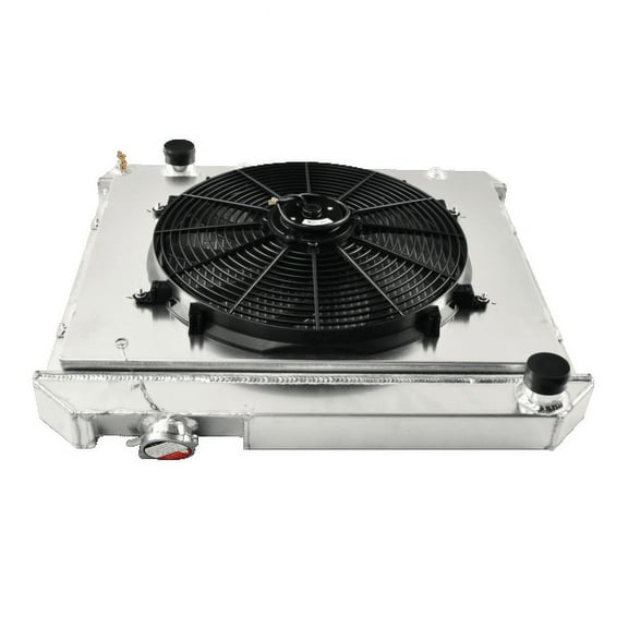 for 63-66 Chevy C/K Pickup MT 3-Row Aluminum Core Racing Radiator Fan Shroud Kit