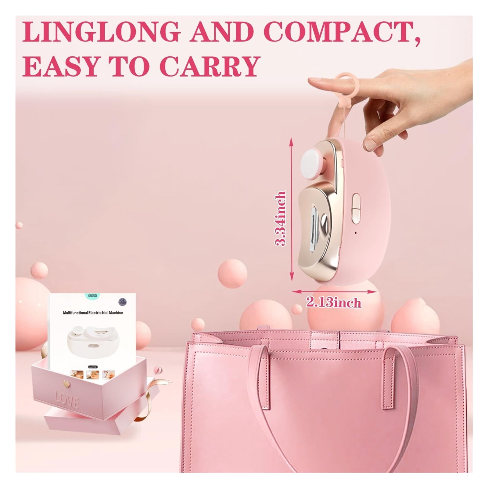 3-in-1 Electric Nail Clipper, Upgrade Electric Nail Clippers for Seniors, Automatic Electric fingernail Clippers with Collector, Excellent Electric Nail Trimmer Gift for Your Loves (Cute-Pink)