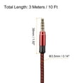 thumbnail image 2 of 2 Pack Aux Cable 3.5mm Male to Male Nylon Braided 10Ft 4 Pole Hi-Fi Stereo Sound Auxiliary Cord Red, 2 of 6