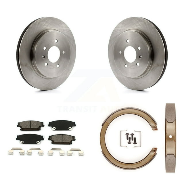 Transit Auto Rear Disc Rotors Semi-Metallic Pads and Parking Brake Shoes Kit for Car Cadillac STS K8S-104986