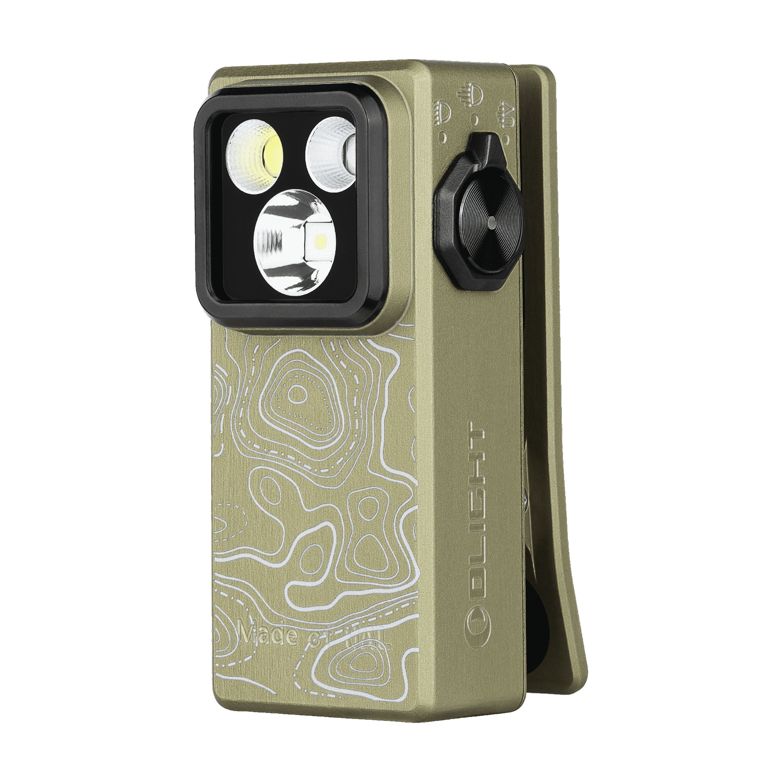 Olight Oclip Ultra Olive Topo Clip on light, Flood, Spot, & UV Modes, 500 Lumens