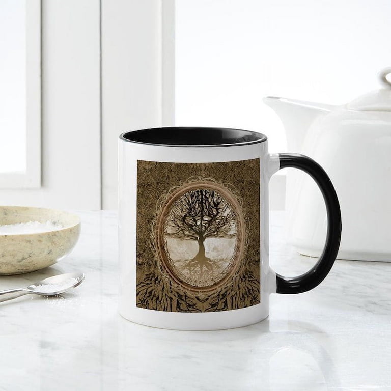 CafePress - Tree Of Life In Brown Mugs - 11 oz Ceramic Mug - Novelty Coffee  Tea Cup