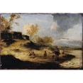 thumbnail image 2 of Philips Wouwerman 18x14 Gold Ornate Wood Frame and Double Matted Museum Art Print Titled - Sandhills with Figures, 2 of 4