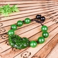 thumbnail image 2 of Pixiu Bracelet Green Beads Unisex Lucky Charm Wealth Protection Jewelry Adjustable Feng Shui Accessory for Men and Women, 2 of 6