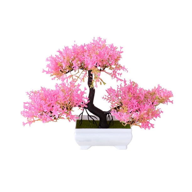 Naiovety Bonsái de simulación de pino de plantas artificiales, maceta de árbol pequeño, maceta de plástico para el hogar, decoración de para Decoración Rosa con olla Naiovety HA083953-01