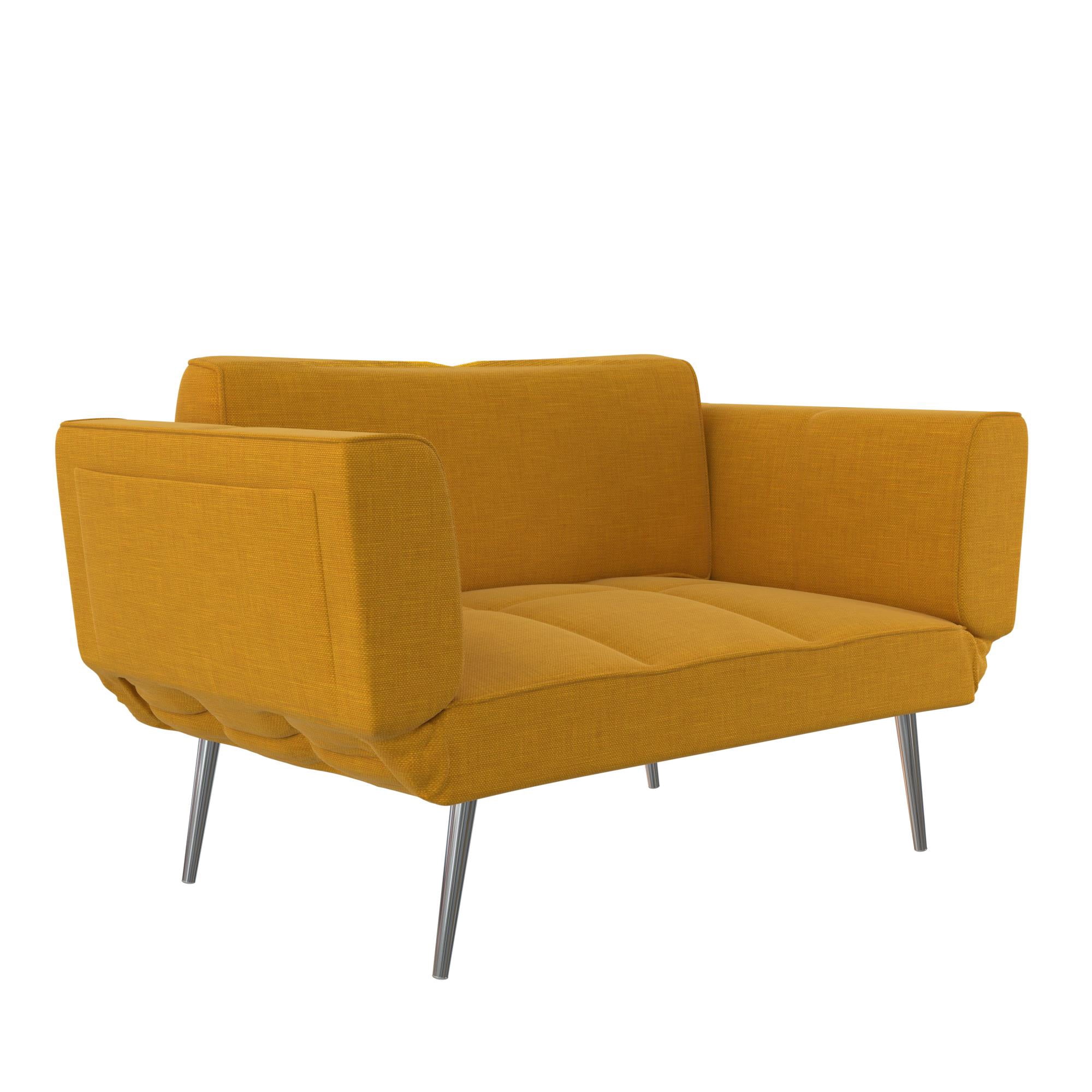 DHP Euro Upholstered Futon with Magazine Storage, Mustard Yellow