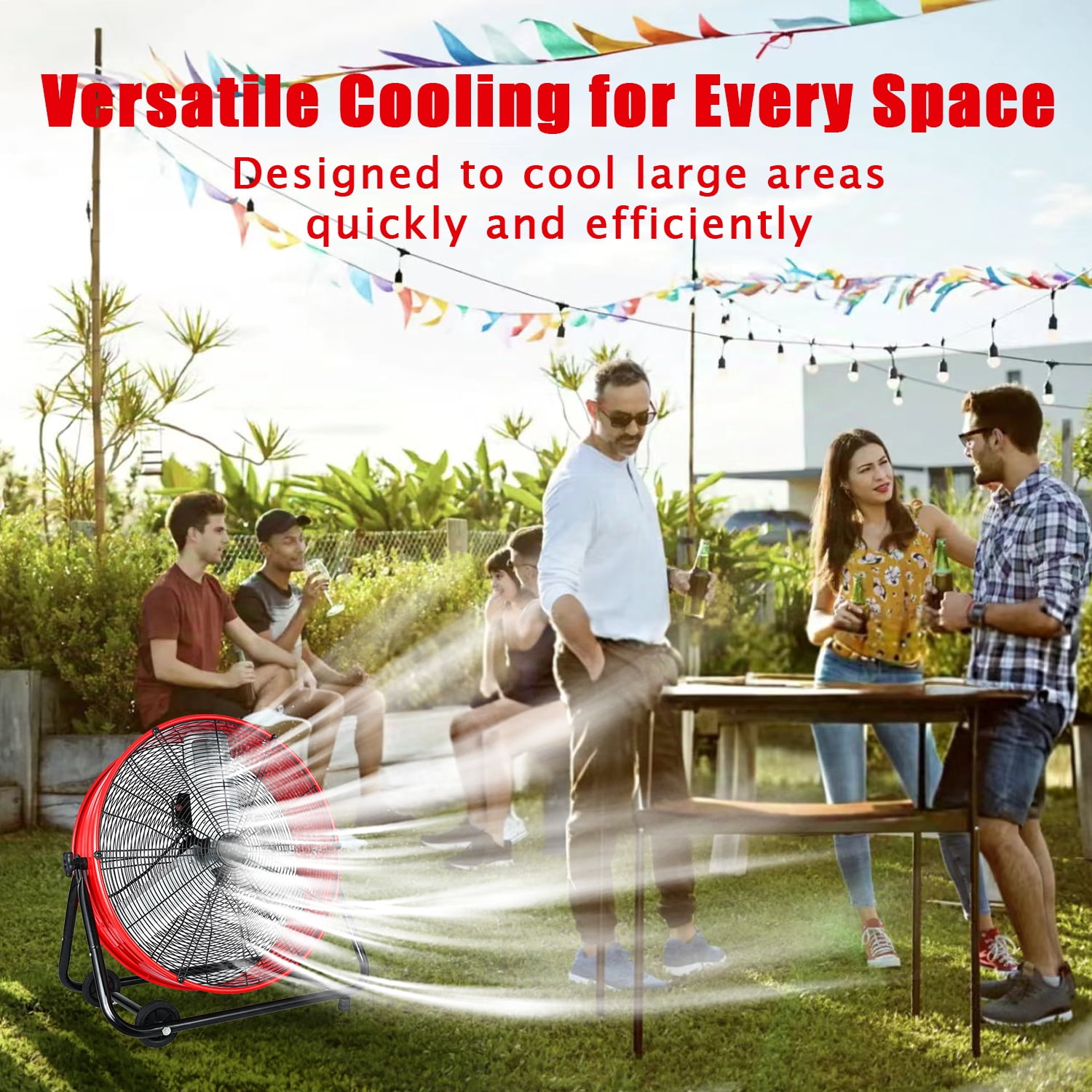 Industrial Fans 24" up to 8800 CFM, High Velocity Fan with 3 Speeds, Heavy Duty Blower Fan Equipped 360° Tilt Air Circulator Recommended Use in Warehouse, Garage, Yard, Red
