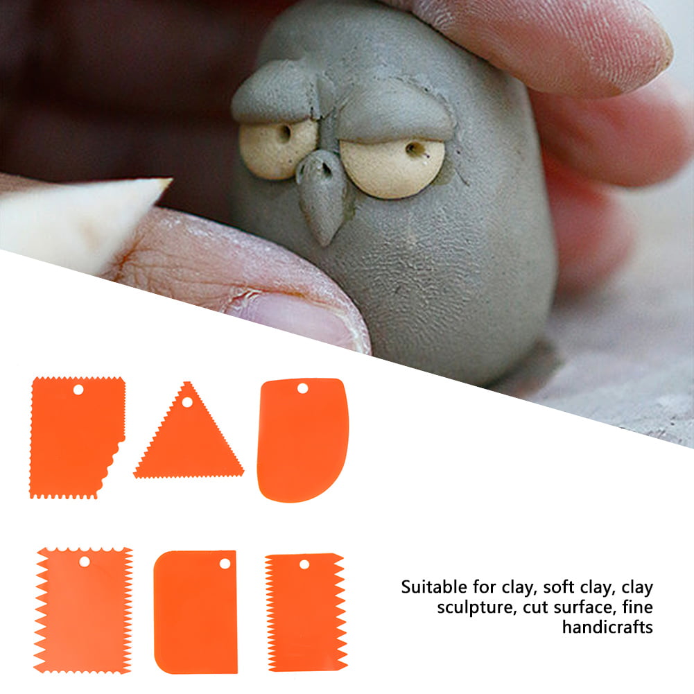 6Pcs Plastic Clay Scraper Handle Carved Soft Clay Sculpture Accessories Tools