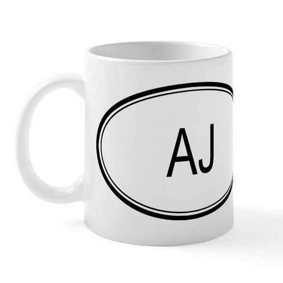 CafePress - Aj Oval Design Mug - 11 oz Ceramic Mug - Novelty Coffee Tea Cup