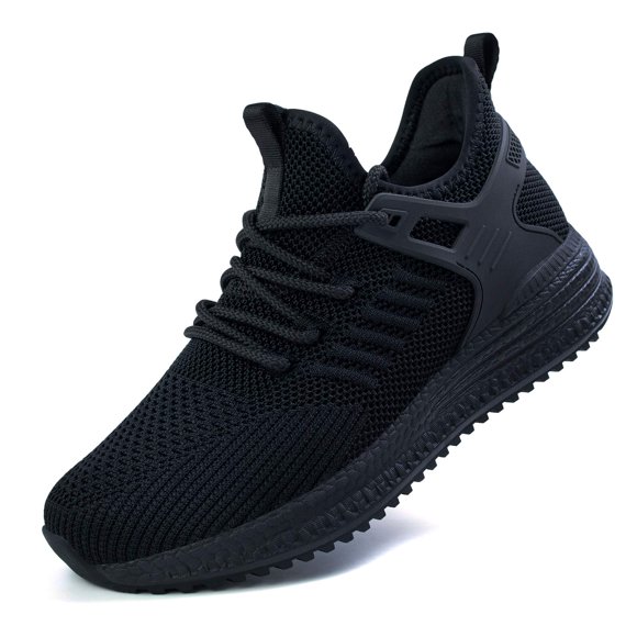 SDolphin Women Black Running Shoes - Tennis Sneakers for Women Ladies Workout Memory Foam Nursing Athletic Run Shoes Lightweight Mesh Slip on Non-Slip Road Running Shoes Dark Black