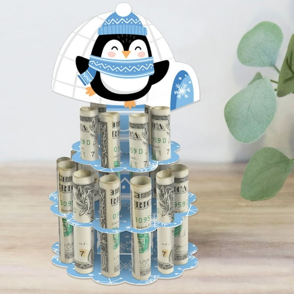 Big Dot of Happiness Winter Penguins - DIY Holiday and Christmas Party Money Holder Gift - Cash Cake