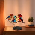 thumbnail image 6 of Stained Glass Bird Metal Decor, Colorful Bird on Branch Tabletop Ornament, Artistic Home Office Shelf Decor, Desktop Bird Figurine for Living Room (Multi-Style), 6 of 8