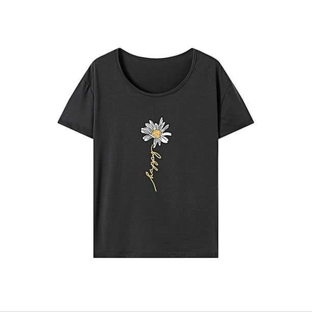 Camiseta de mujer con cuello redondo, ropa de calle, camiseta básica para uso diario S