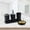 Black, variant on 5-Piece Modern Bathroom Accessory Set | Soap Dispenser, Toothbrush, Cup, Soap Dish & Organizer | Plastic Bathroom Tray Set in Black/White/Gray