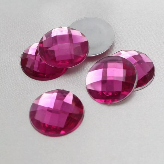 U8MO 50Pcs Hot Pink Acrylic Flatback Crystal Rhinestone Round Gem Beads 18mm No Hole