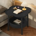 thumbnail image 4 of Giunmcul Mini Bedside Table 18.91*15.76*15.76in Small Apartment Nightstand Compact Side Table for Living Room Dorm Coffee Black/Green, 4 of 7