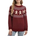 thumbnail image 2 of Pulls de Noël pour Femmes Mignon Drôle Hiver et Fêtes Tricot Rouge Vin m, 2 of 9