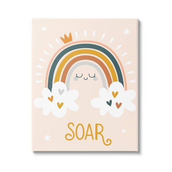 Stupell Industries Casual Soar Calligraphy Smiling Rainbow Hearts Stars Graphic Art Gallery Wrapped Canvas Print Wall Art, Design by Ilis Aviles