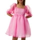 thumbnail image 1 of Vestido de princesa de tul con mangas abullonadas de Tsseiatte para mujer, minivestido de hada con teñido anudado y hombros descubiertos, vestido de fiesta de noche de corte A, 1 of 8
