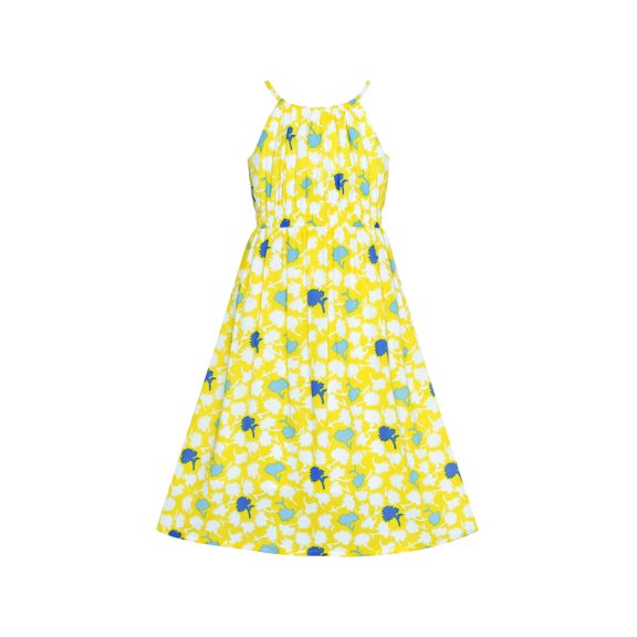 Girls Dress Yellow Leaf Sleeveless Summer Party 6 Years