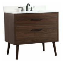Elegant Decor Boise 36" MDF Single Bathroom Vanity with Backsplash in Walnut