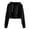 Black L, variant on Women Fall Spring Hoodie Drawstring Loose Solid Color Drawstring Elastic Cuff Short Length Casual Pullover Daily Wear Top
