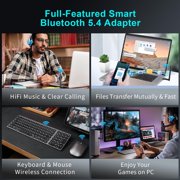 Long Range USB Bluetooth 5.4 Adapter for PC, Wireless USB Dongle w/ 5dBi Antenna for Laptop Desktop Windows 11 10 8.1 7 Linux, Pair w/Bluetooth Headphones Headset Speaker Mouse Keyboard Printer