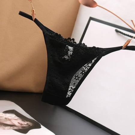 IDALL Thongs for Women Womens Underwear Thongs Lace Transparent Thong Hot Thin Seamless Cotton Crotch Thin Strap Panties Women s Panties Sexy Underwear for Women Black One Size