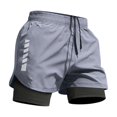 thumbnail image 2 of Lenago Men Shorts Athletic Shorts Men Men's Solid Color Double-Layer Running And Fitness Shorts Gray Xxl, 2 of 5