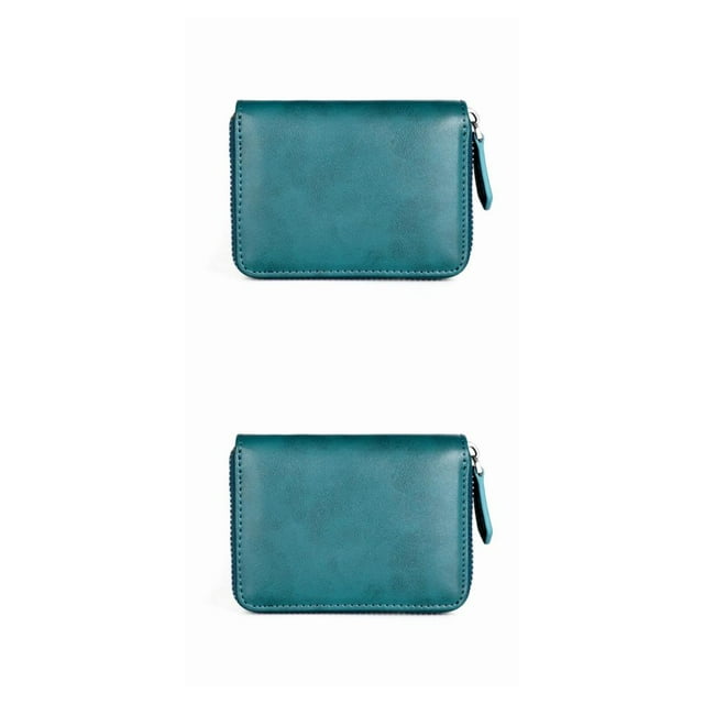 QualitChoice 1/2/3/5 Coin Purse Short Money Bag Change Mini Wallet for Zipper Rfid Blocking Card Holder Cowhide Big CapacityWomen Business Pouch Blue 2PCS