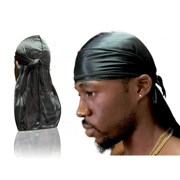 Premium Black Silky Durag, Drippy Rags