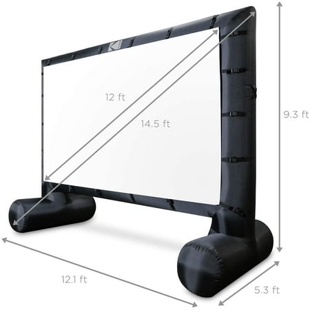 Kodak - Giant Inflatable Projector Screen, Outdoor Movie Screen, 14.5 ft. Blow Up Projector Screen with Pump and Carrying Case - White