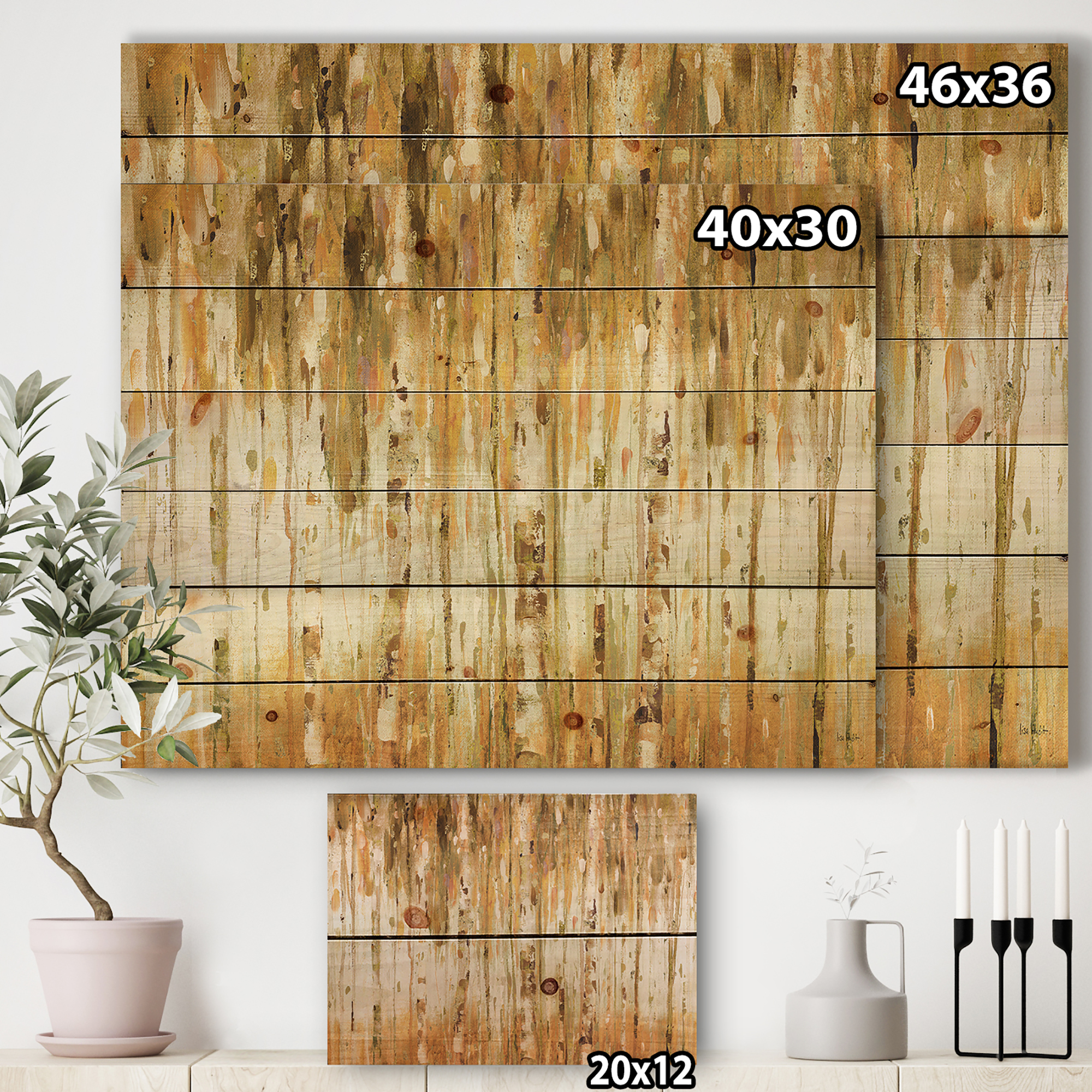 Designart 'The Fall Forest Crop' Glam Print on Natural Pine Wood