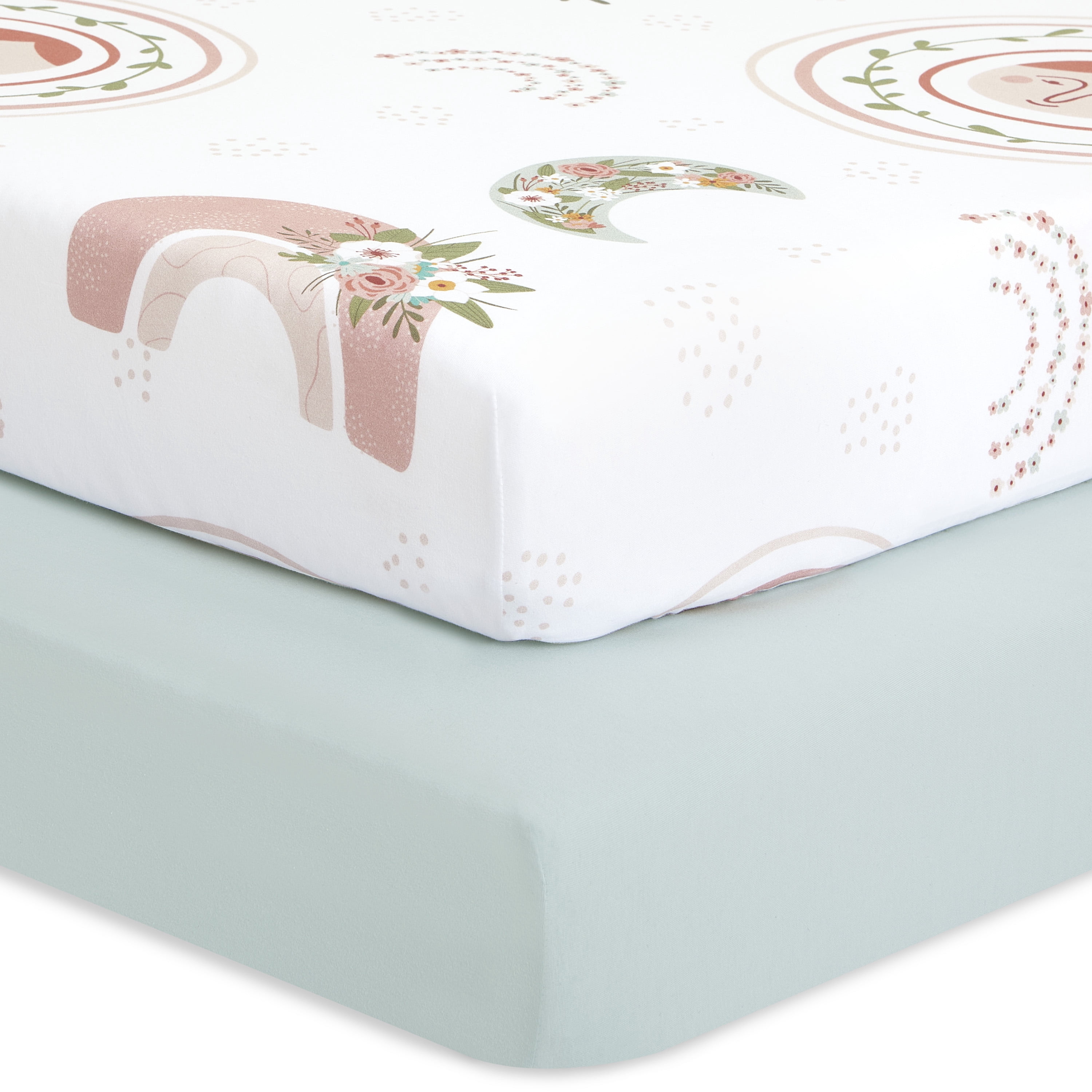 Evolur RainBoho Collection ( 2pc Sheet Set ), Air Blue & Rainbow Print