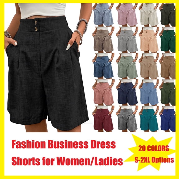 ZHYou Wide Leg Shorts for Women Dressy Summer High Waisted Pleated Business Casual Pull On Work Short Pants,Black,Size L